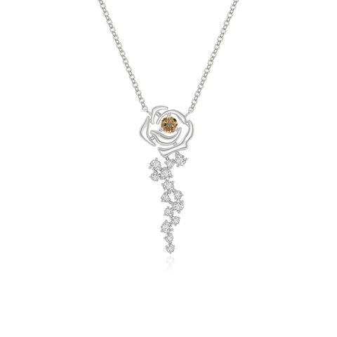 natural citrine rose flower necklaces in sterling silver 