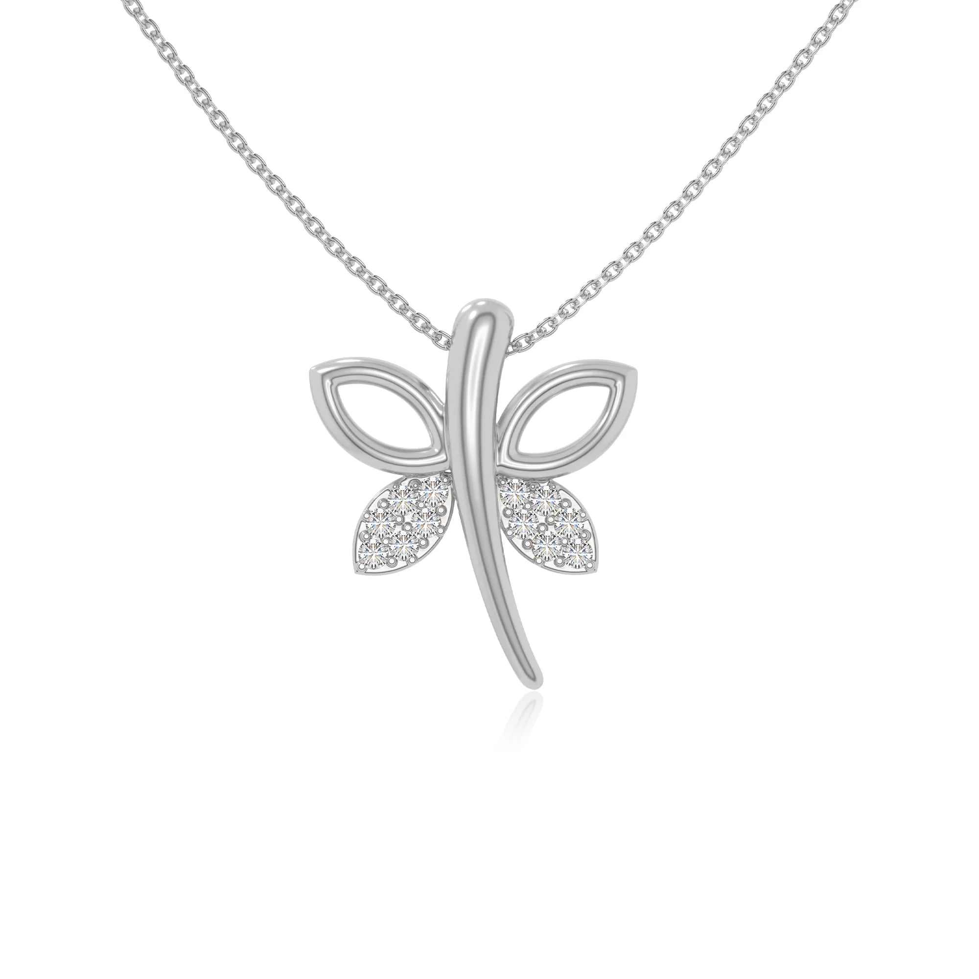 moissanite dragonfly necklaces in sterling silver 