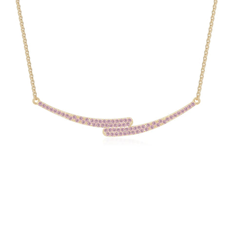 natural pink-tourmaline bypass curved bar necklaces in yellow gold vermeil 