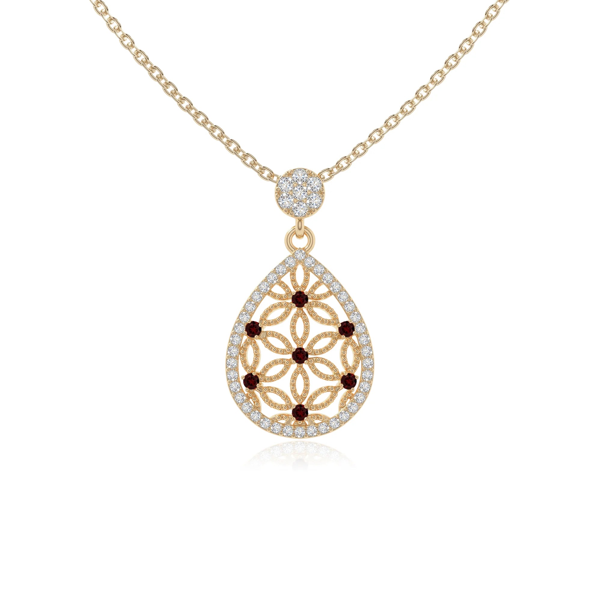 natural garnet infinity love knot necklaces in yellow gold vermeil 