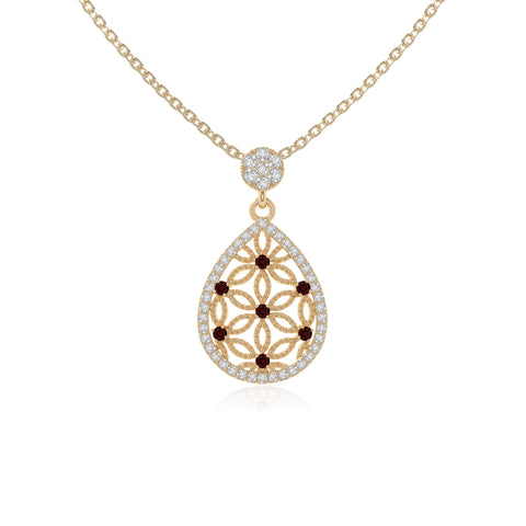 natural garnet infinity love knot necklaces in yellow gold vermeil 