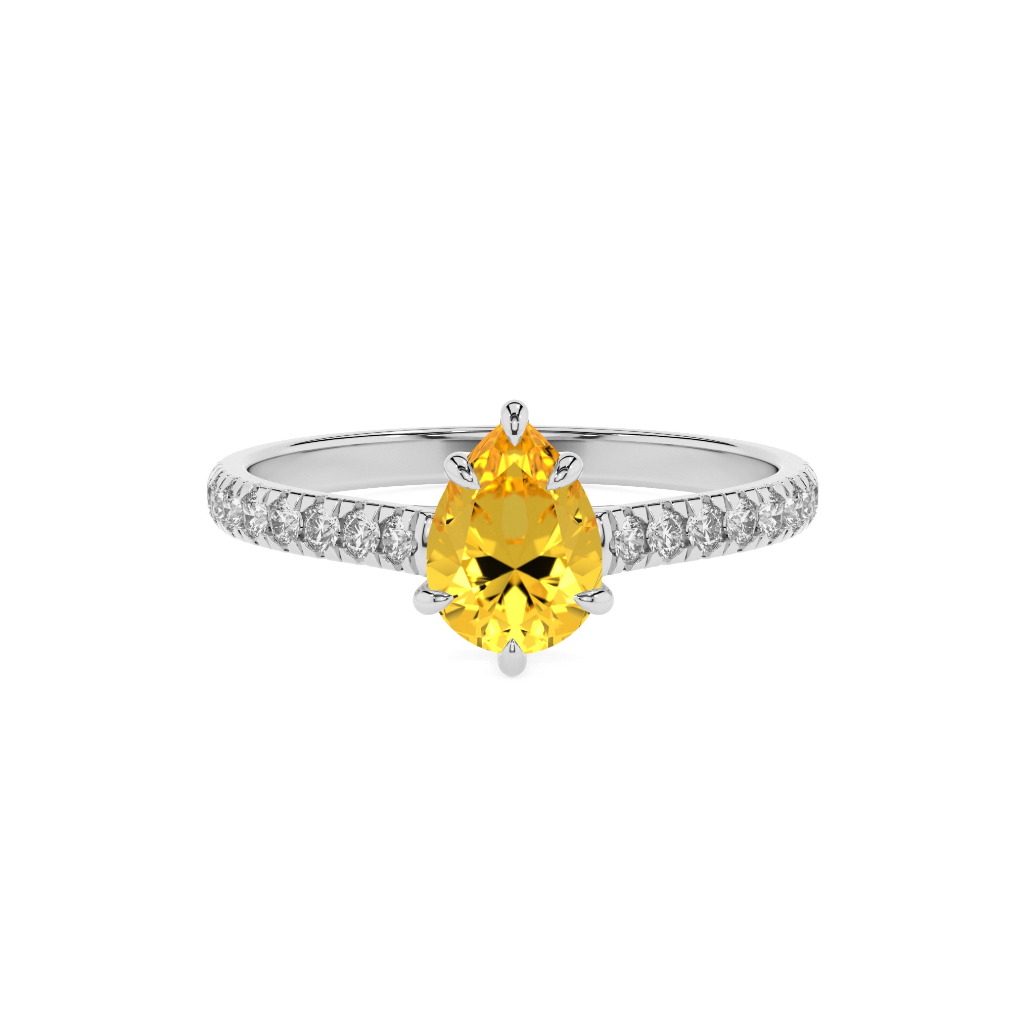 lab-grown yellow-sapphire pear half eterity solitaire engagement ring