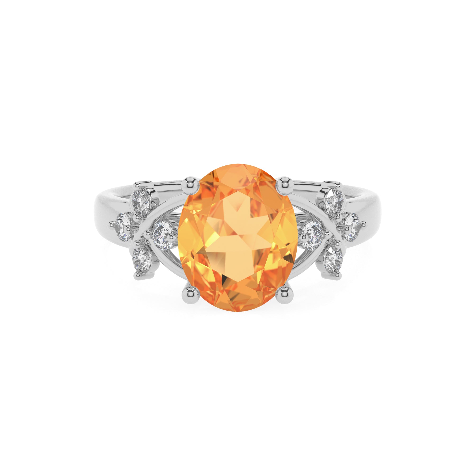 lab-grown citrine oval criss cross solitaire engagement ring