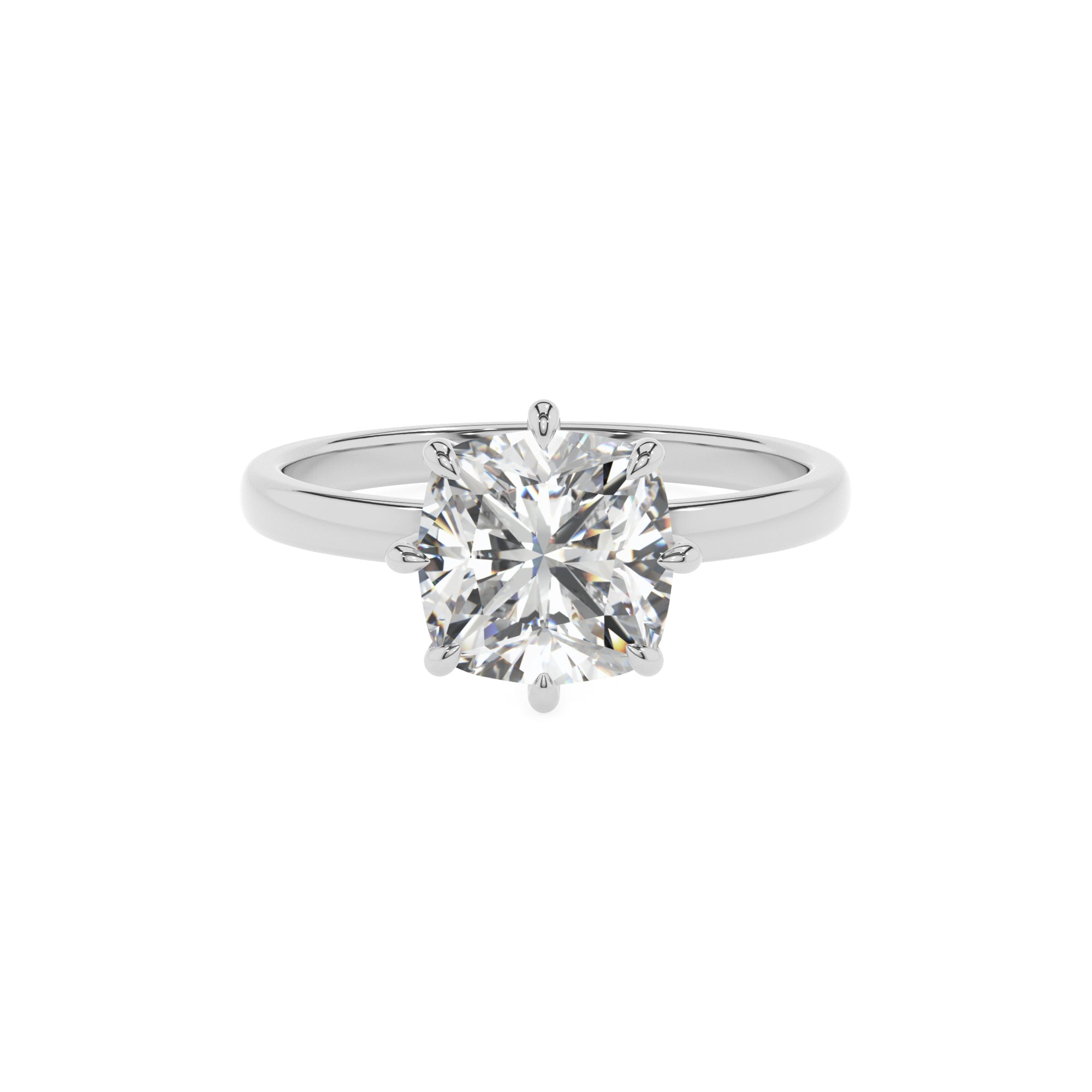 lab-grown moissanite cushion solitaire engagement ring