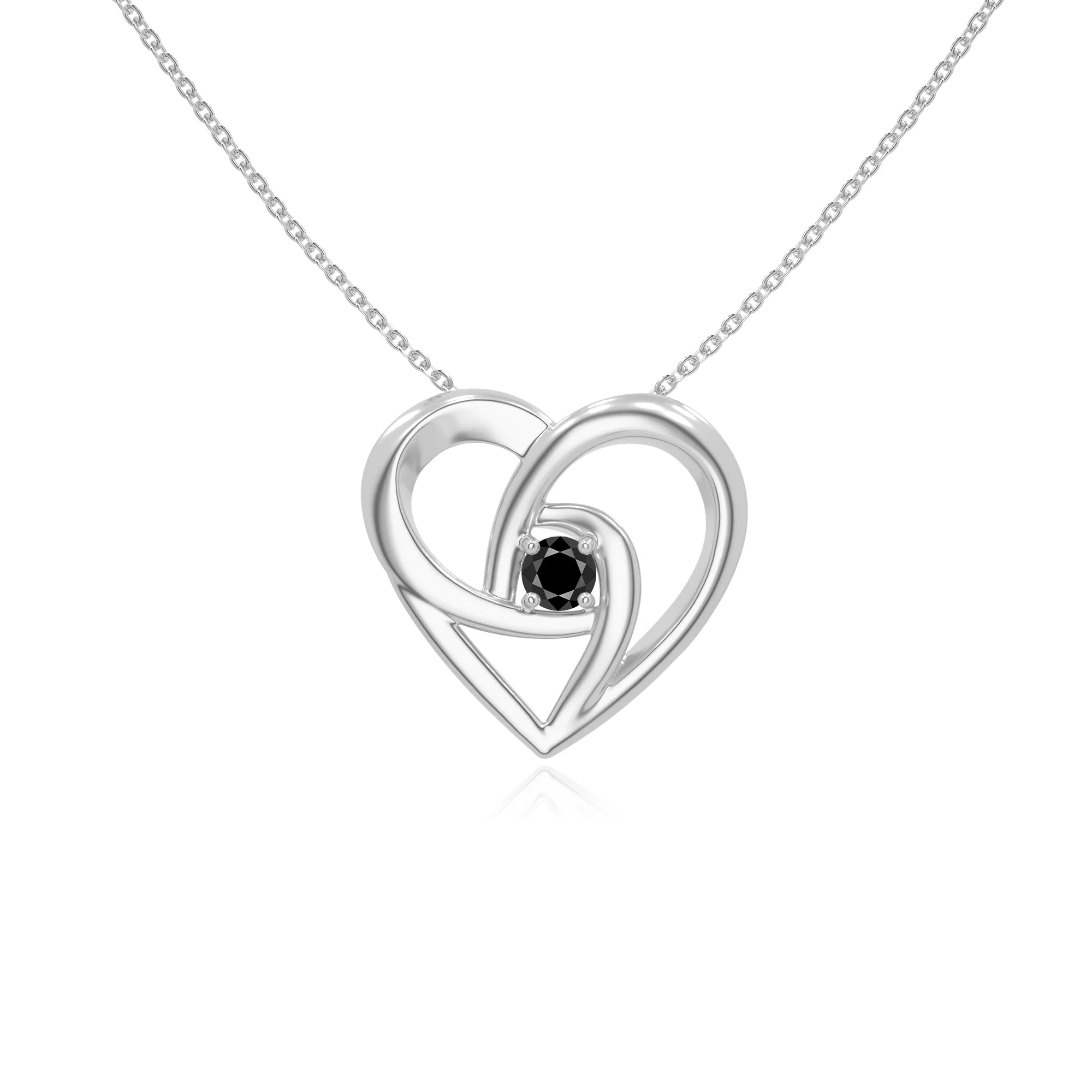 natural black-onyx floral heart necklaces in sterling silver 