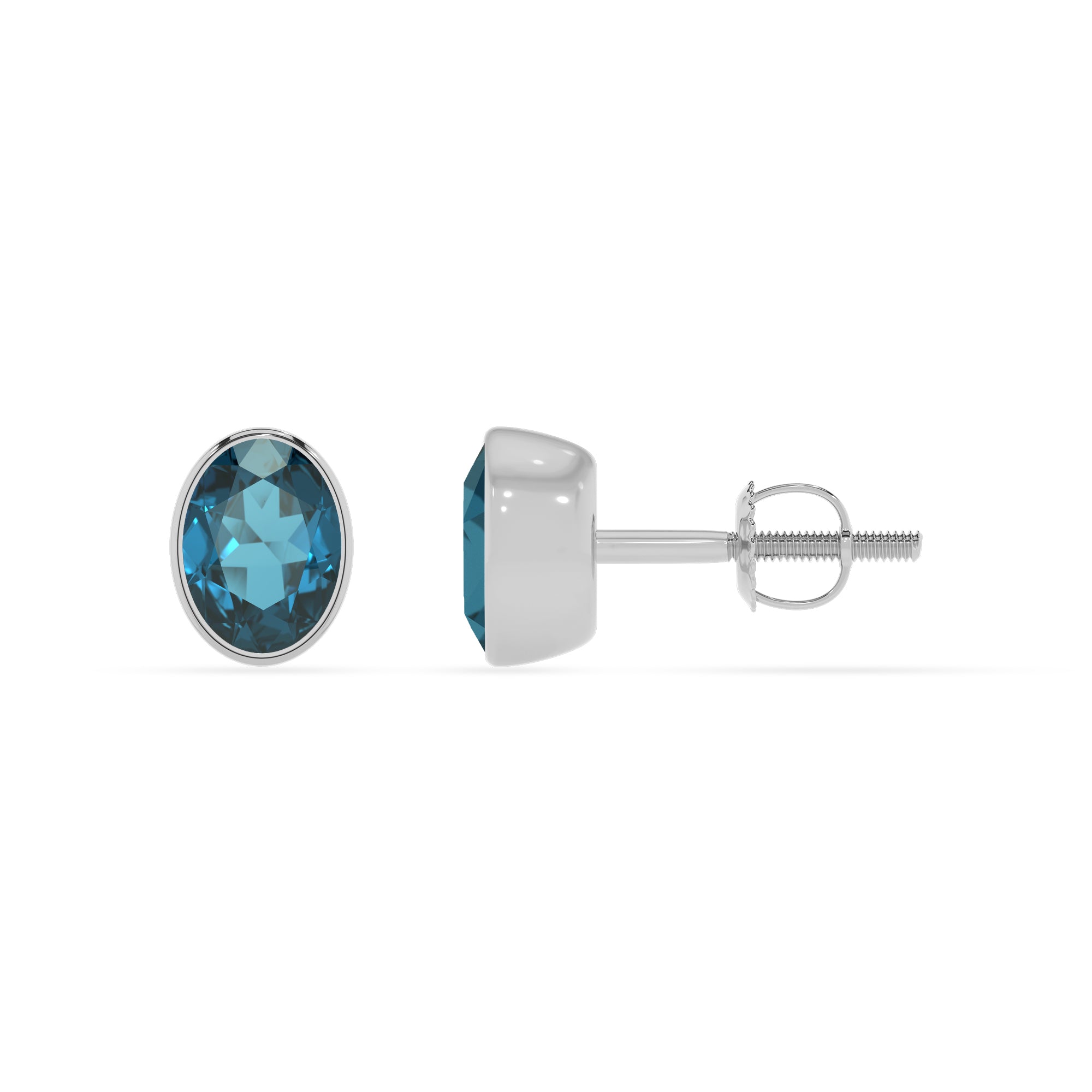 natural london blue topaz oval stud earrings 