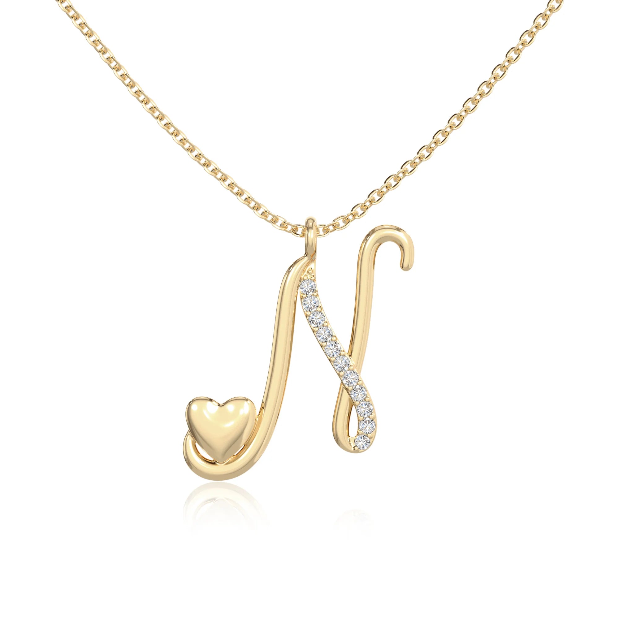 moissanite Initials necklaces in yellow gold vermeil 