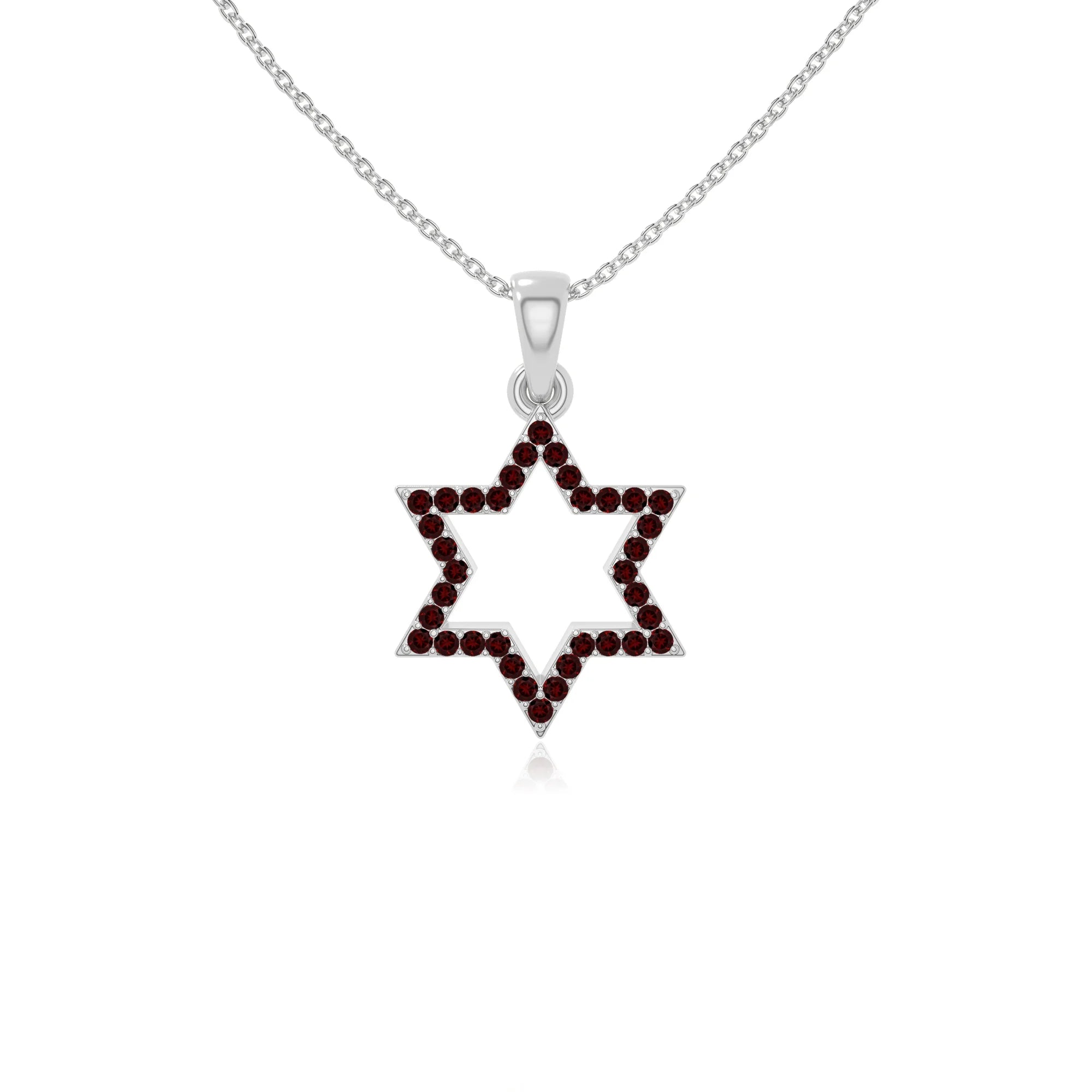 natural garnet star of david necklaces in sterling silver 