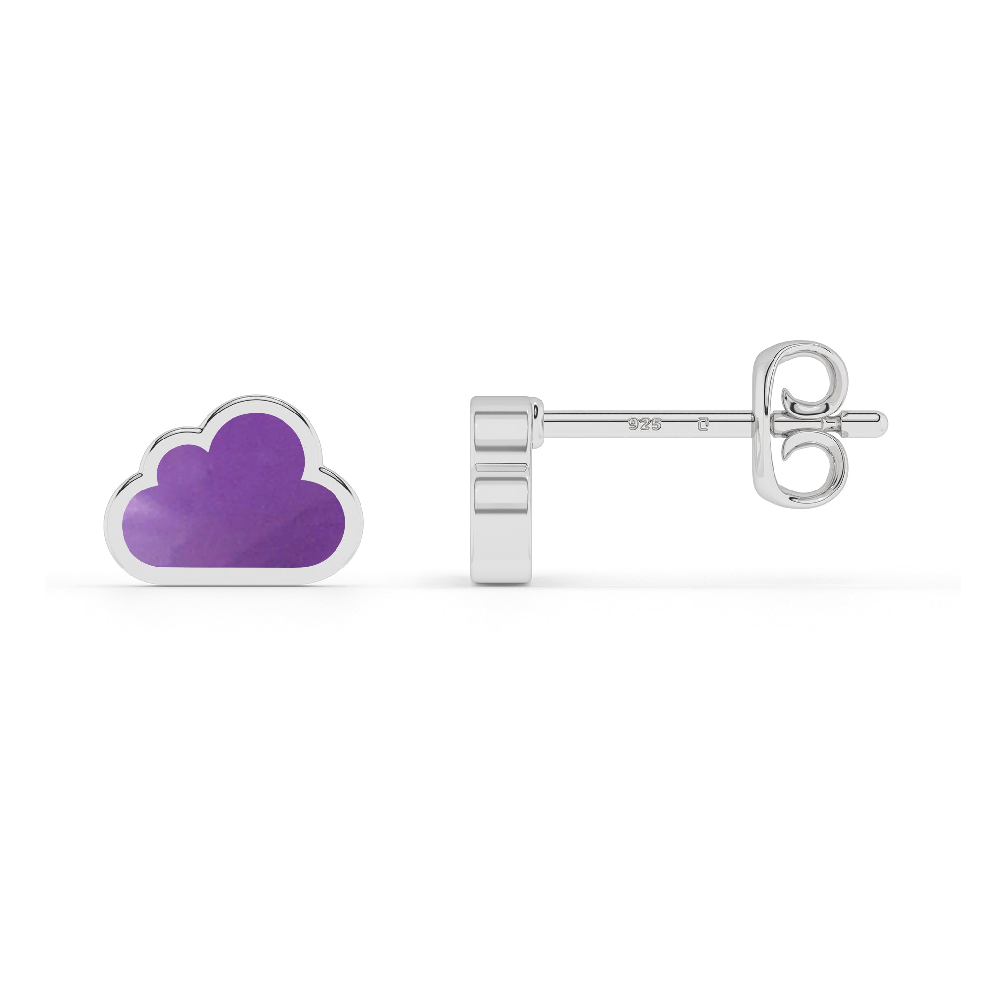 natural amethyst cloud shape stud earrings