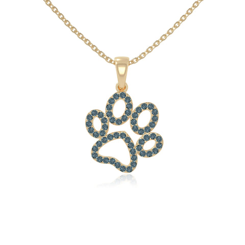 natural london blue topaz dog paw knot necklaces in yellow gold vermeil 