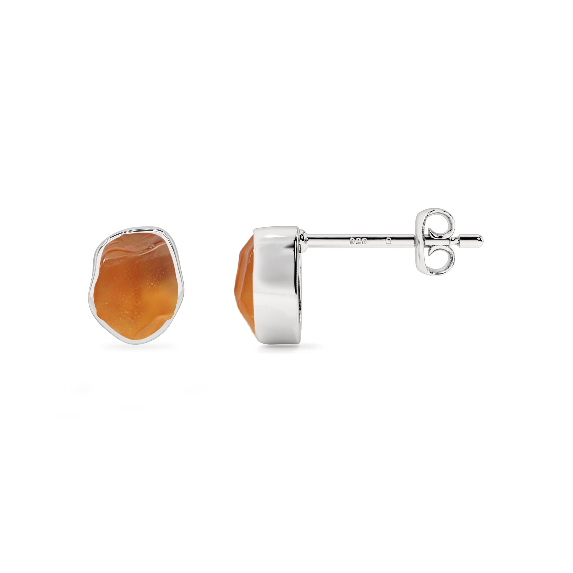 natural carnelian rough shape stud earrings