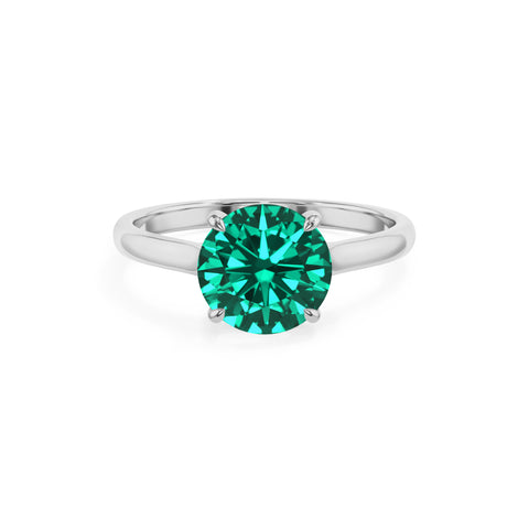 lab grown emerald round solitaire engagement ring