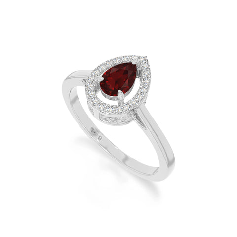 natural garnet solitaire halo engagement rings in sterling silver 