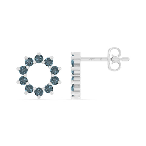 natural london-blue-topaz sun stud earrings in sterling silver 