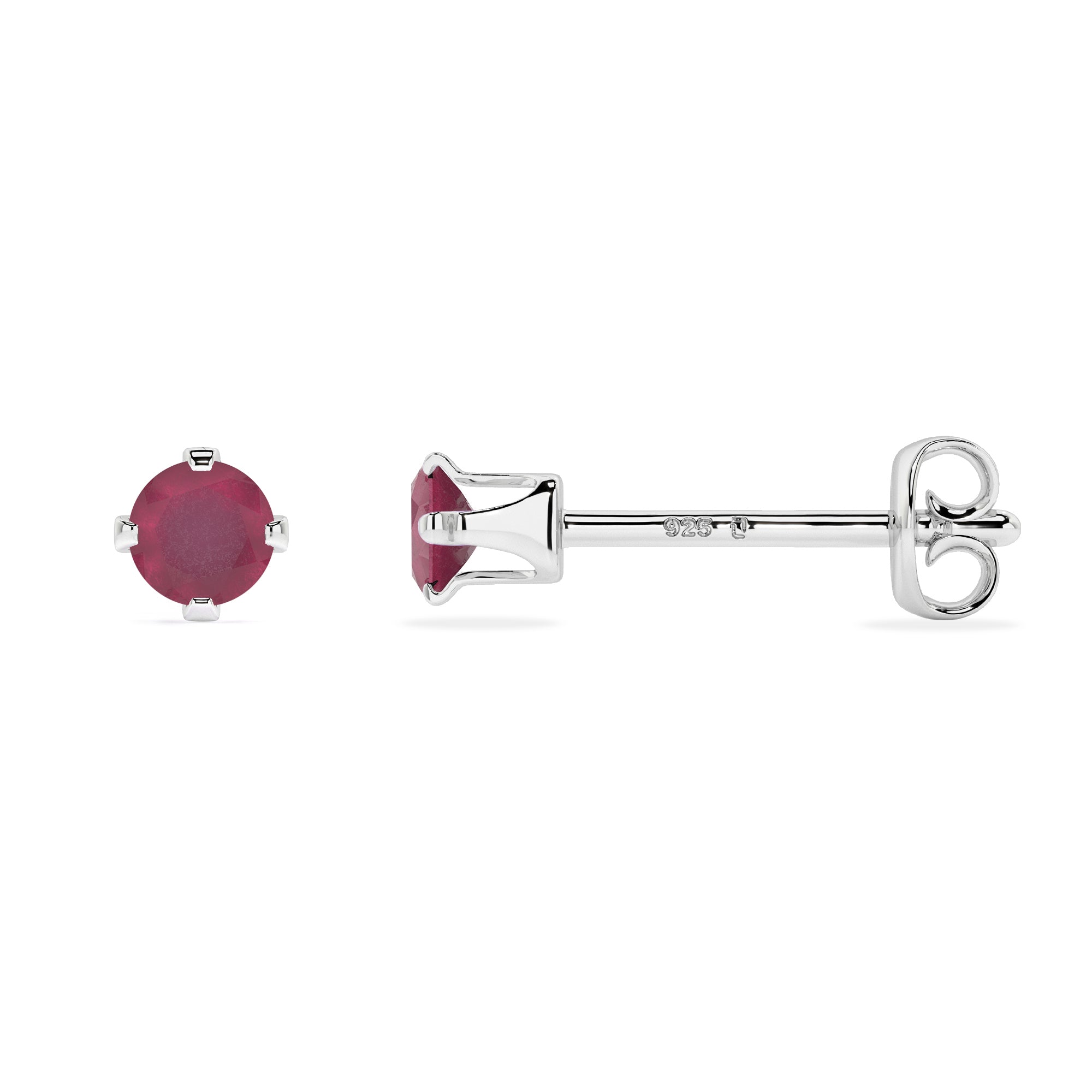 natural ruby round shape stud earrings