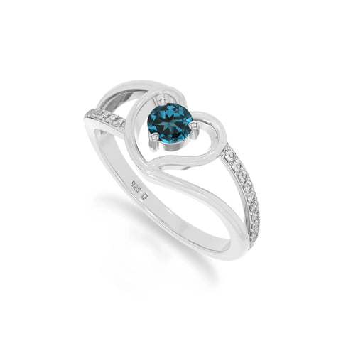 natural london blue topaz heart promise rings in sterling silver 
