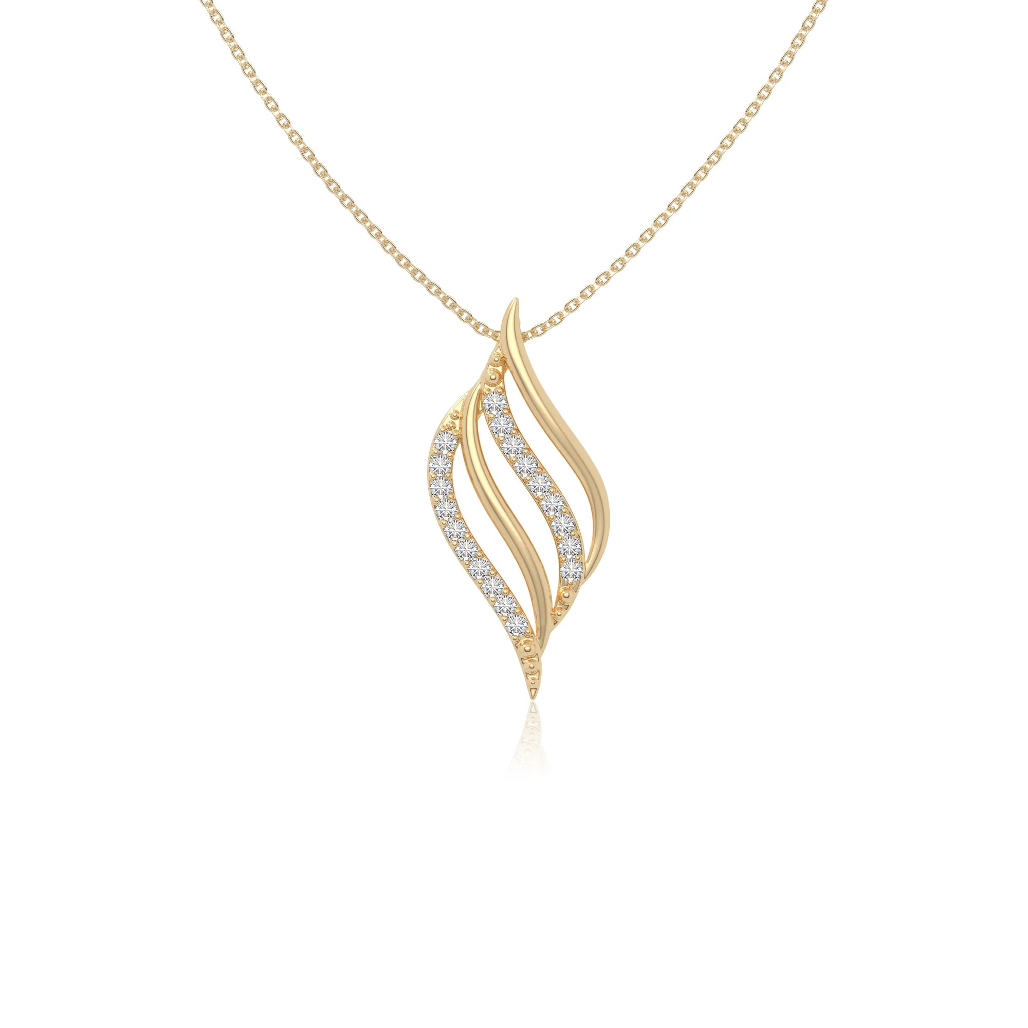 moissanite flame necklaces in yellow gold vermeil 