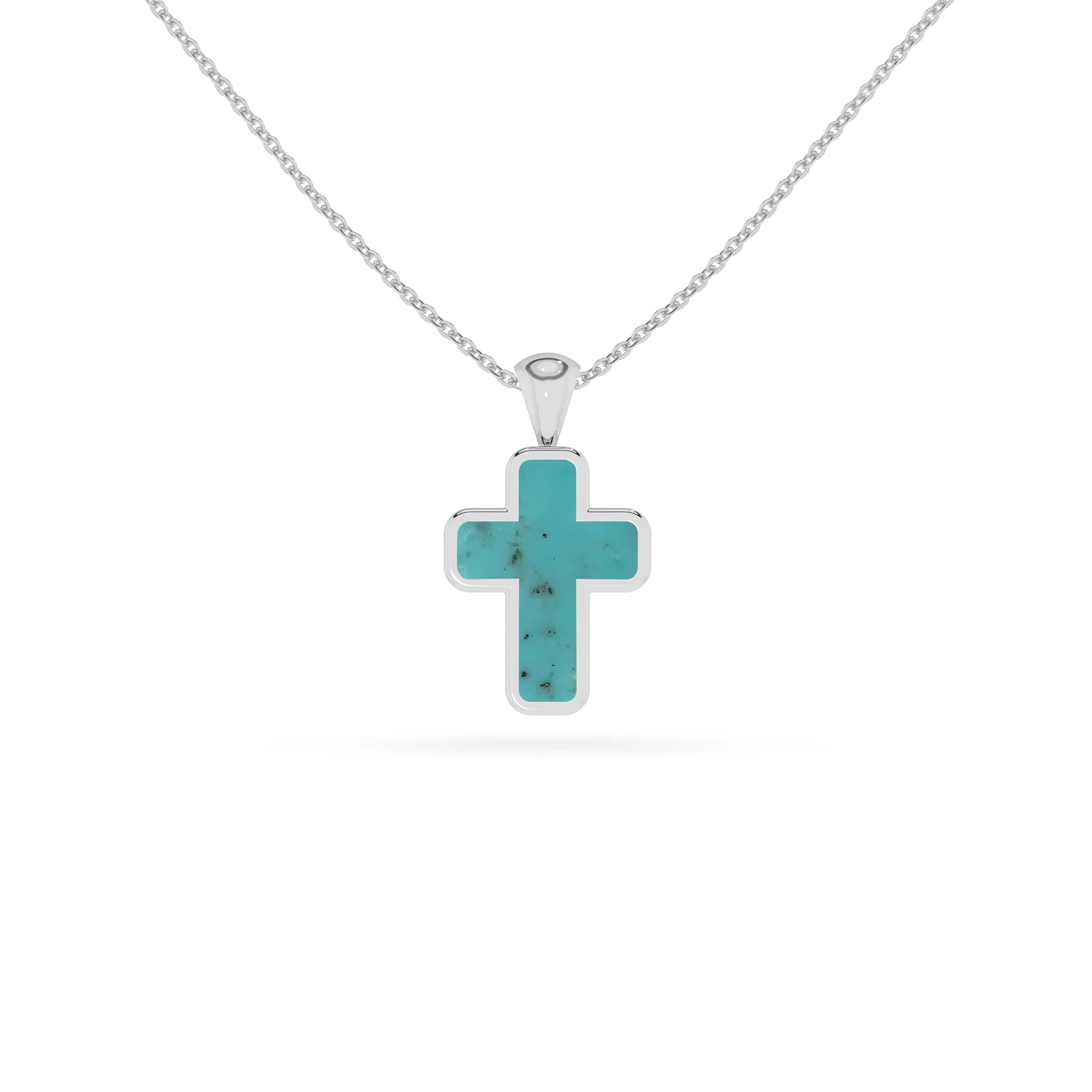natural green-turquoise cross shape pendant necklace