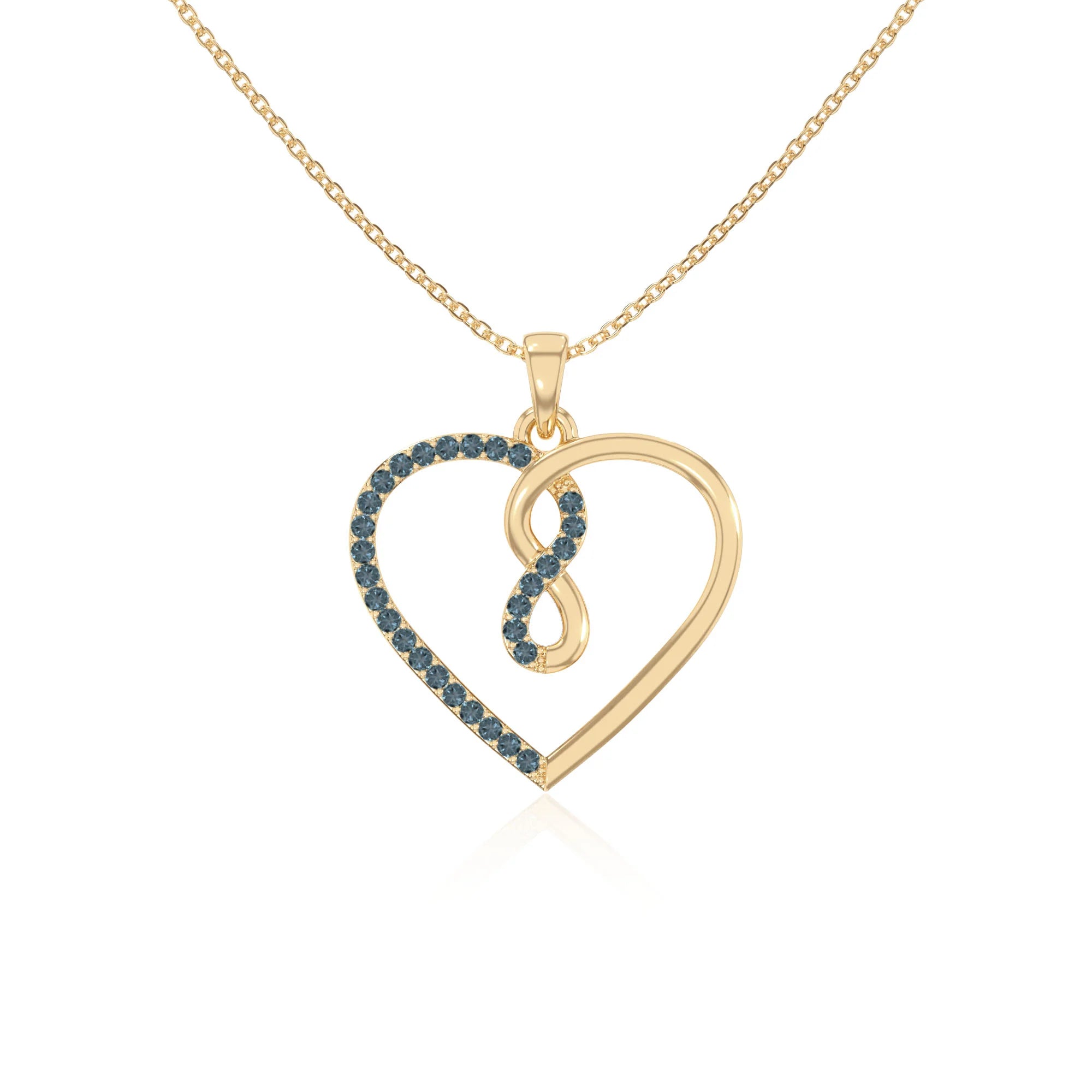 natural london-blue-topaz infinity heart necklaces in yellow gold vermeil 