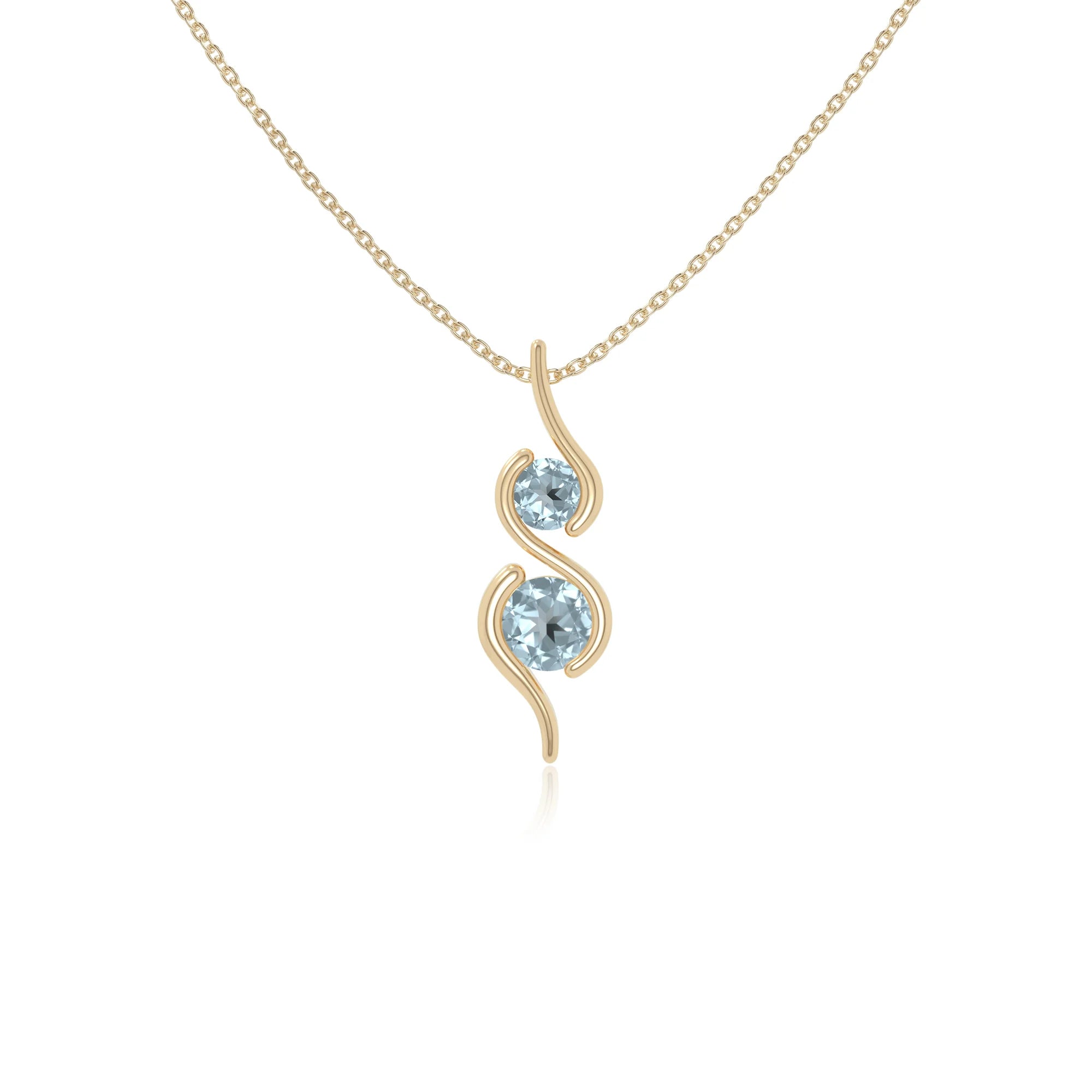 natural aquamarine 2 stone infinity necklaces in yellow gold vermeil 