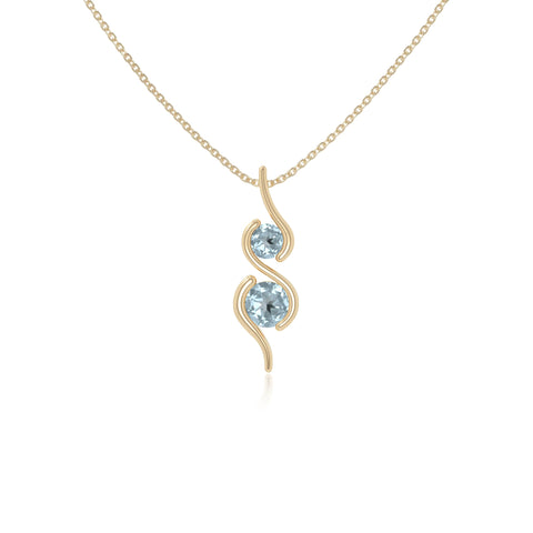 natural aquamarine 2 stone infinity necklaces in yellow gold vermeil 