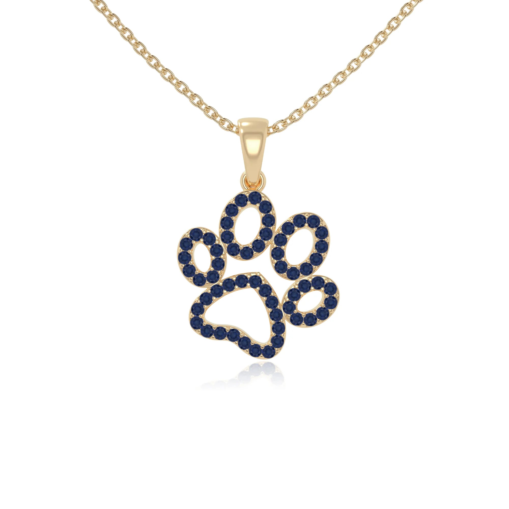 natural blue sapphire dog paw knot necklaces in yellow gold vermeil 