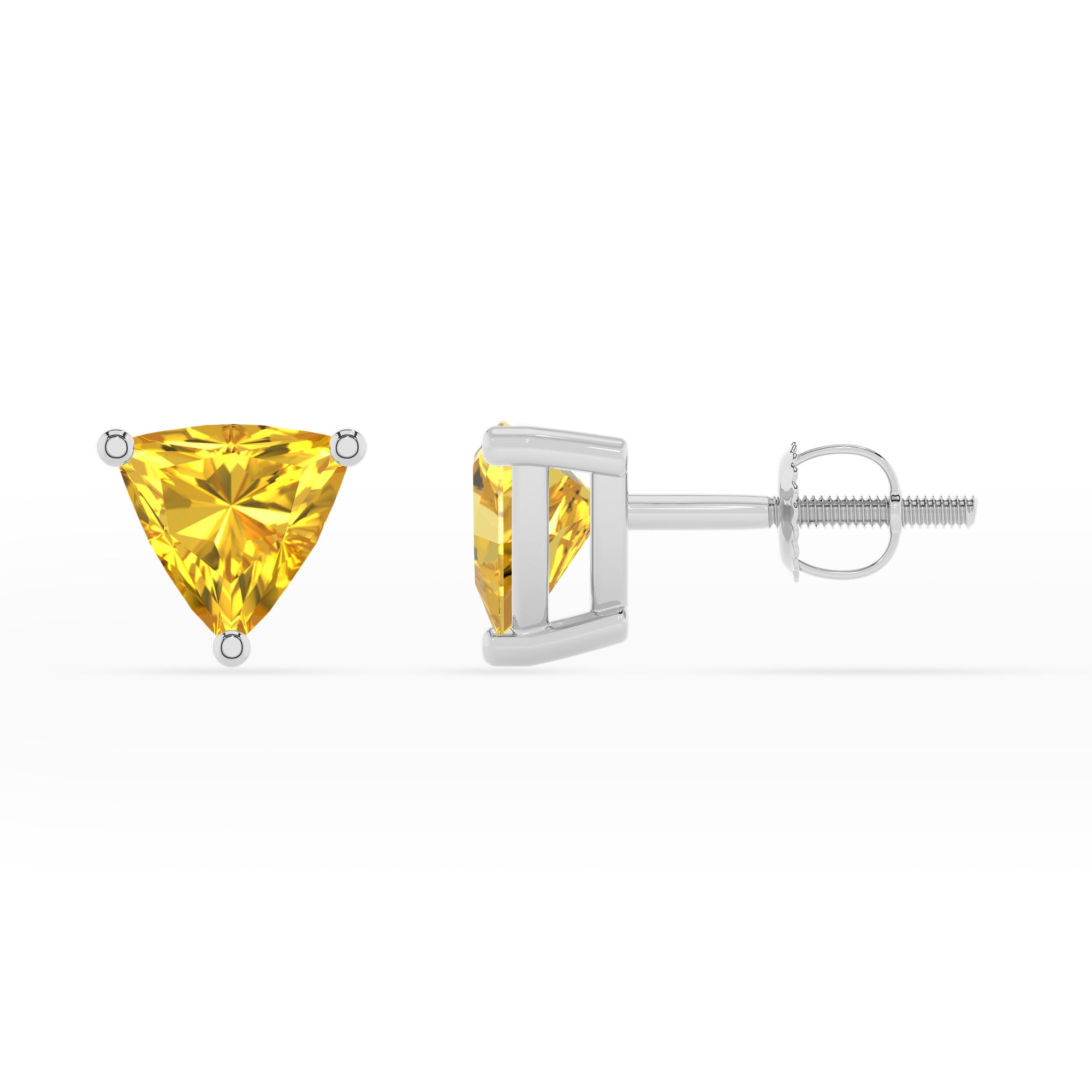 lab grown yellow sapphire trillion stud earrings 