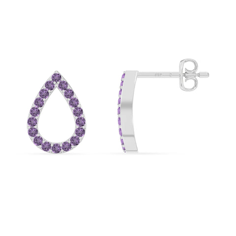 natural amethyst teardrop stud earrings in sterling silver 