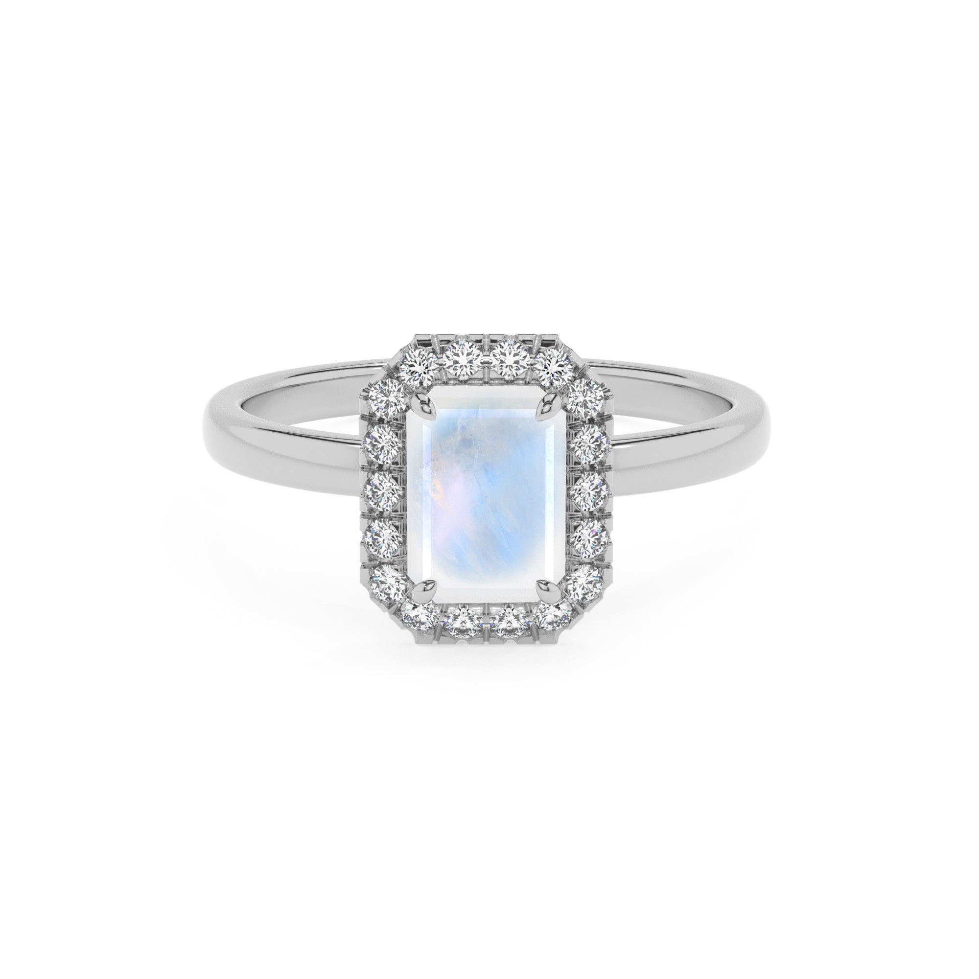 natural rainbow-moonstone emerald halo solitaire engagement ring