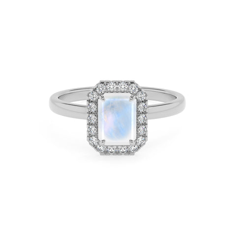 natural rainbow-moonstone emerald halo solitaire engagement ring