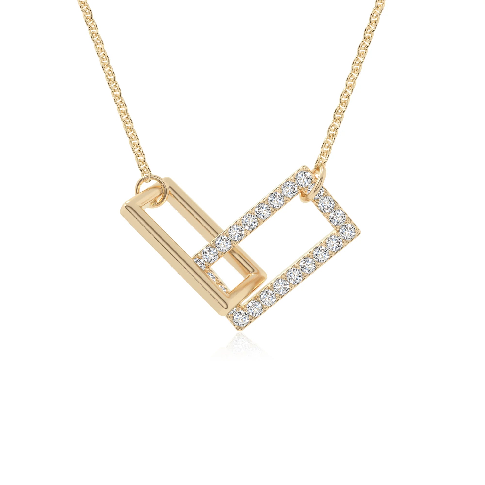 moissanite interlock necklaces in yellow gold vermeil 