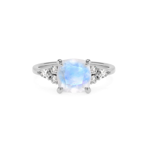 natural rainbow-moonstone cushion solitaire engagement ring