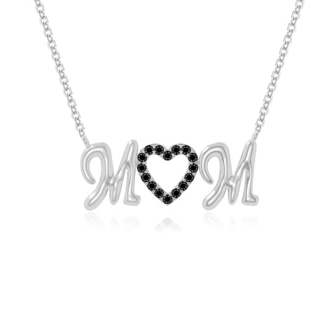natural black-onyx mom heart necklaces in sterling silver 