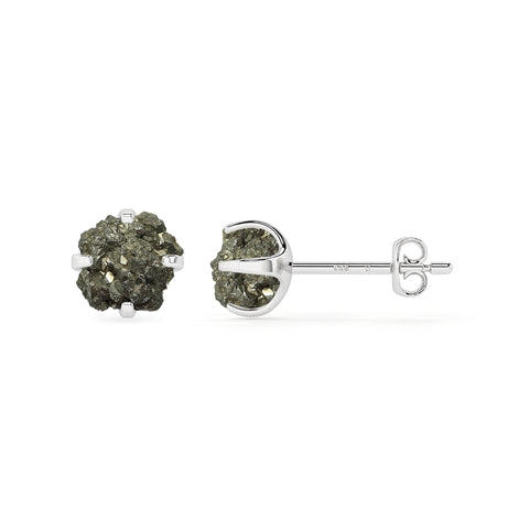 natural pyrite rough shape stud earrings