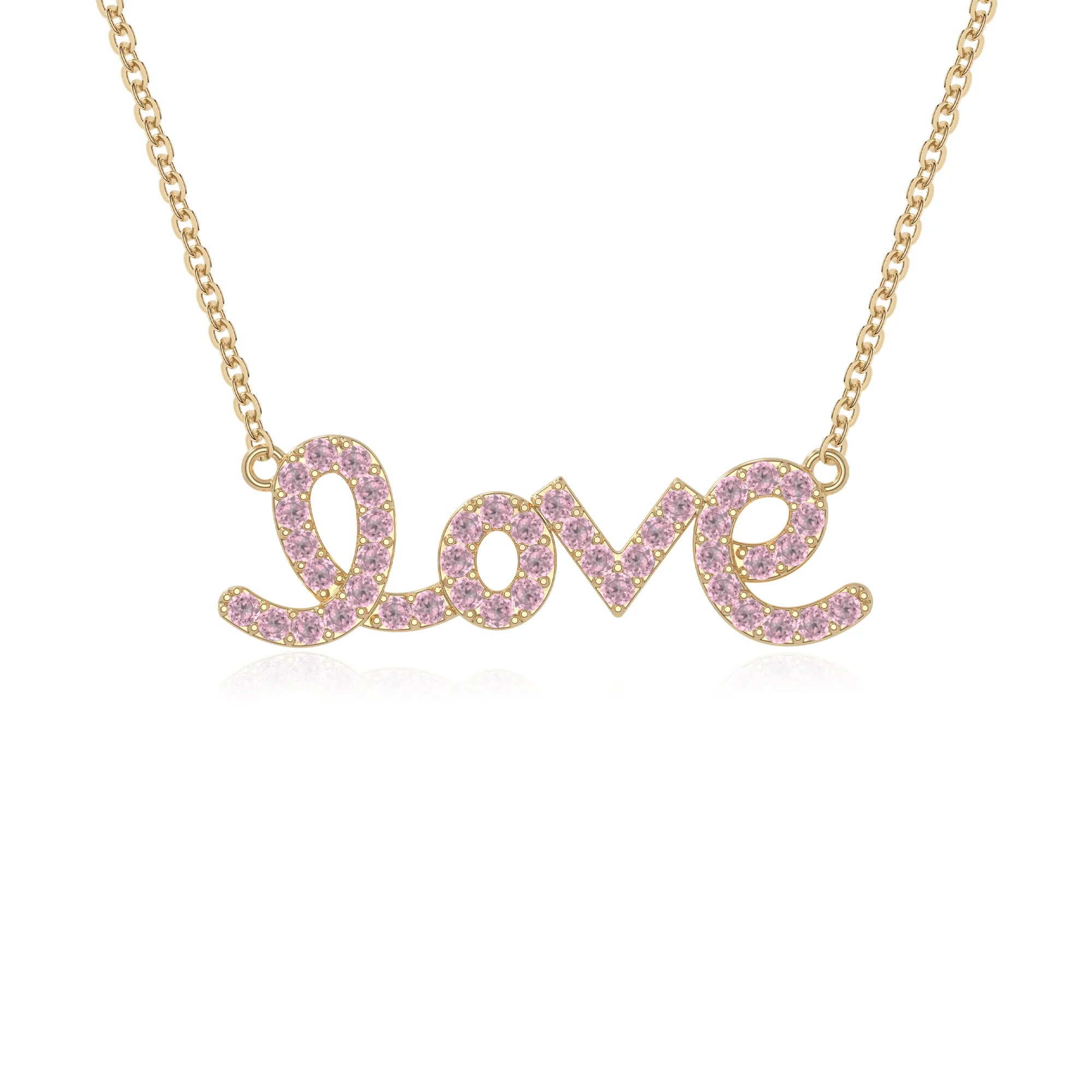 natural pink-tourmaline infinity love knot necklaces in yellow gold vermeil 