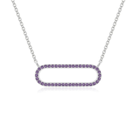 natural amethyst oval paperclip necklaces in sterling silver 