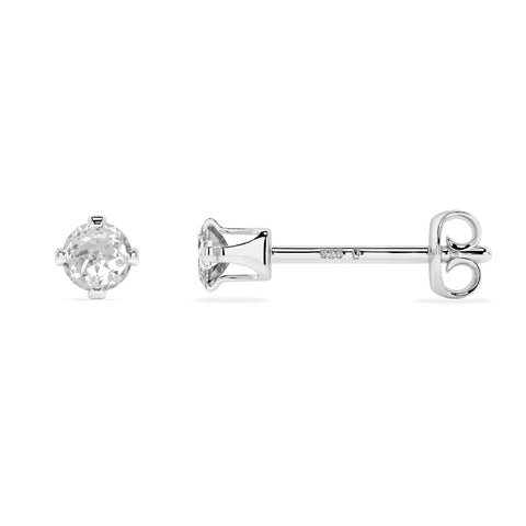 natural white topaz round shape stud earrings