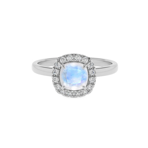 natural rainbow-moonstone cushion halo solitaire engagement ring