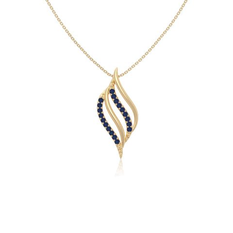 natural blue-sapphire flame necklaces in yellow gold vermeil 