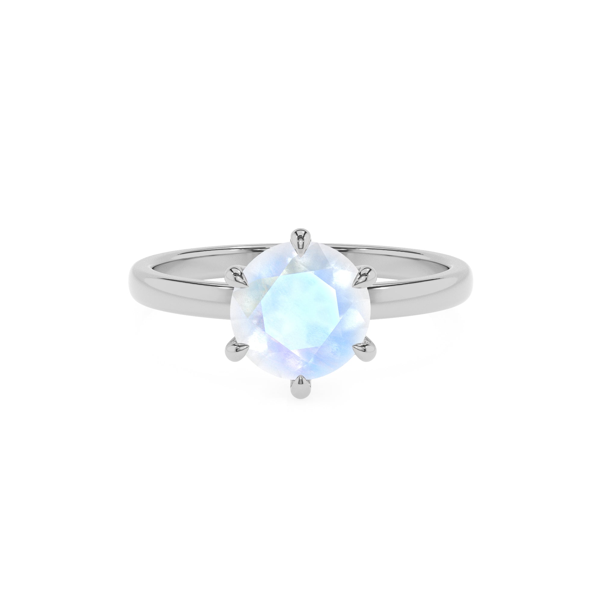 natural rainbow-moonstone round solitaire engagement ring