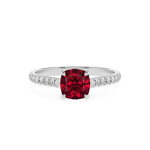 lab-grown ruby cushion half eterity solitaire engagement ring