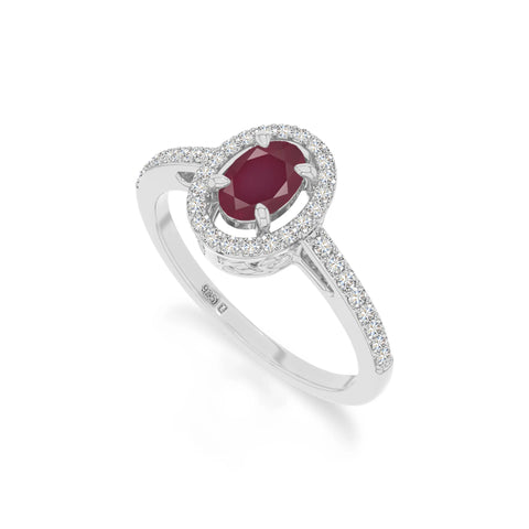 natural ruby solitaire halo engagement rings in sterling silver 