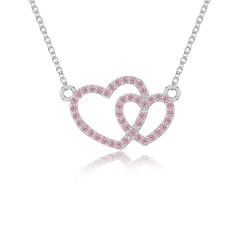 natural pink-tourmaline heart in heart necklaces in sterling silver 