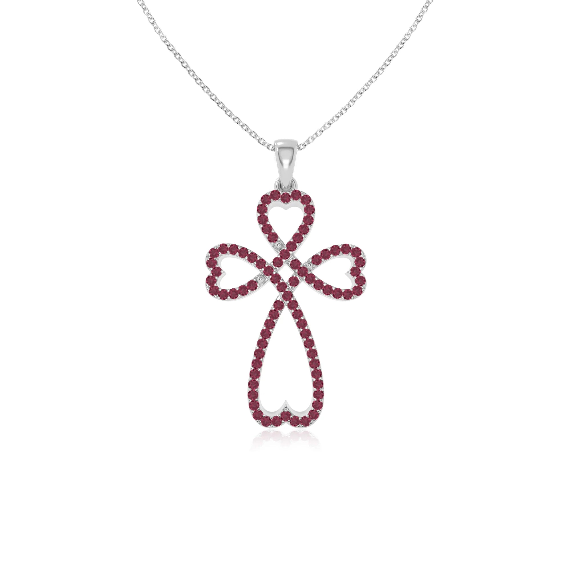 natural ruby infinity cross necklaces in sterling silver 