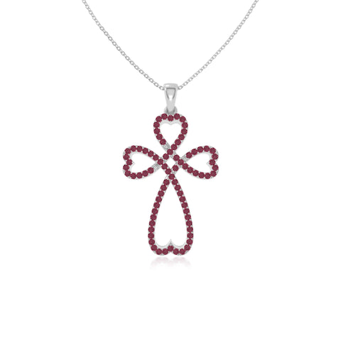 natural ruby infinity cross necklaces in sterling silver 