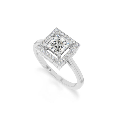 natural moissanite solitaire halo engagement rings in sterling silver 