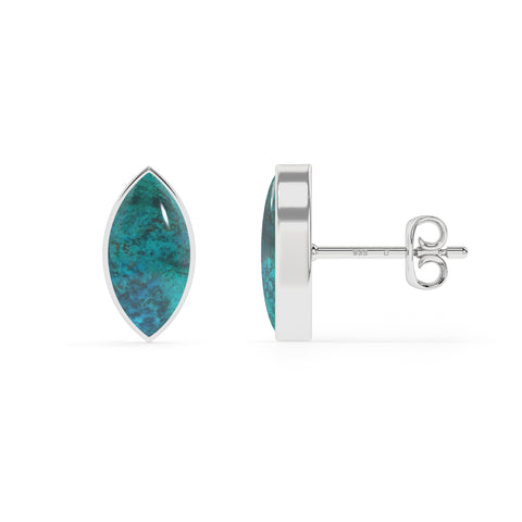 natural shattuckite marquise shape stud earrings