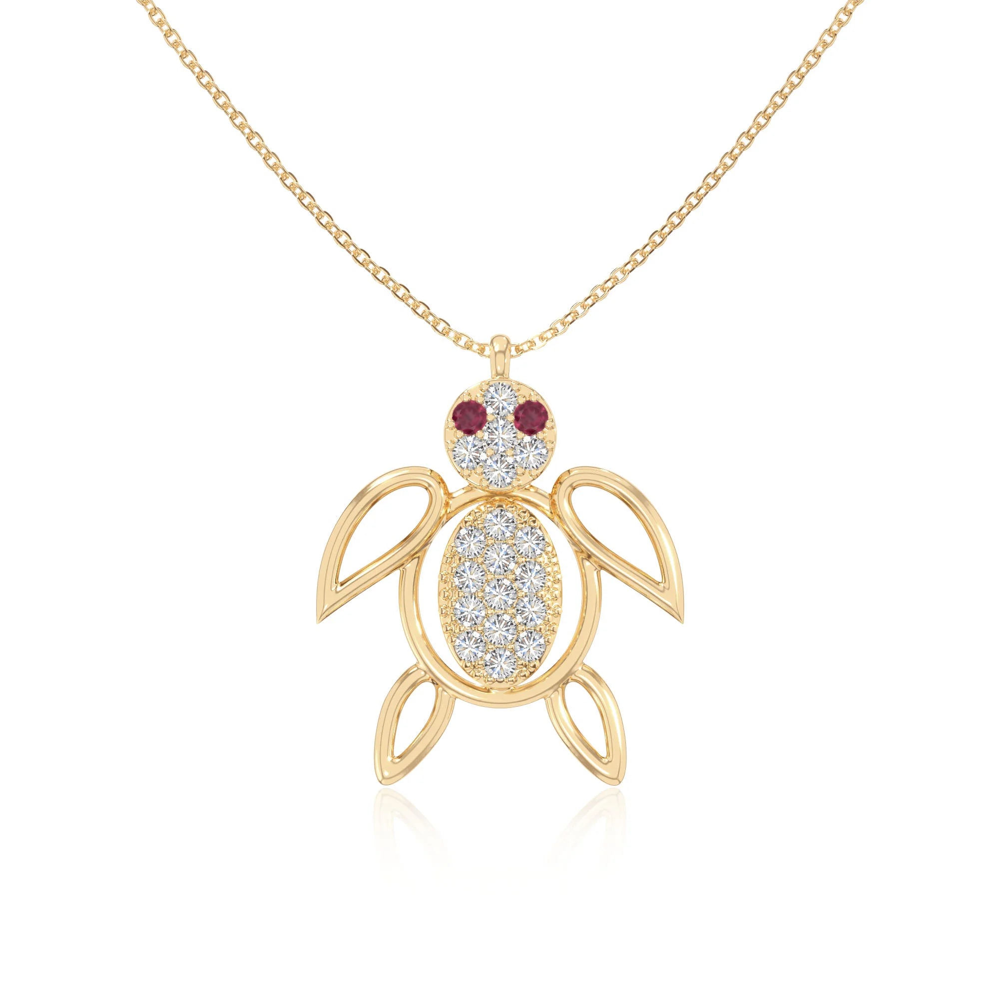 natural ruby turtle necklaces in yellow gold vermeil 