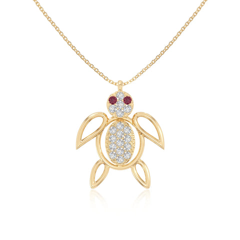 natural ruby turtle necklaces in yellow gold vermeil 