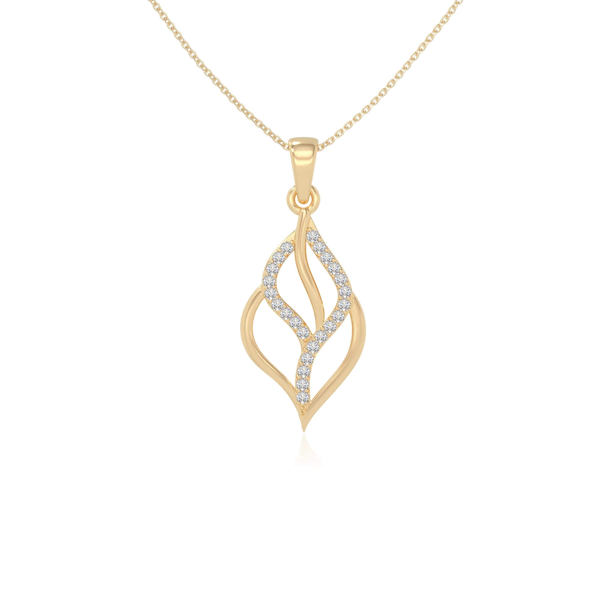 moissanite leaf necklaces in yellow gold vermeil 